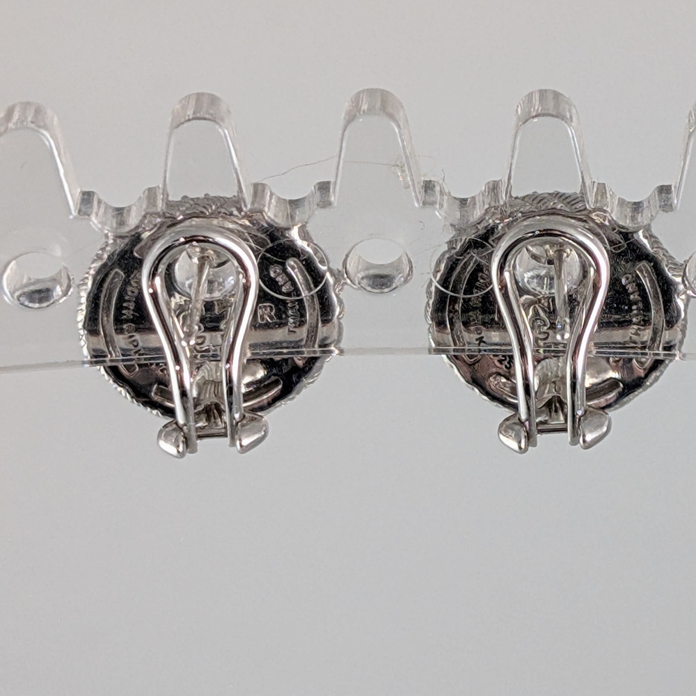 Judith Ripka Amethyst Bezel 925 SS CZ Earrings - Picture 4 of 5
